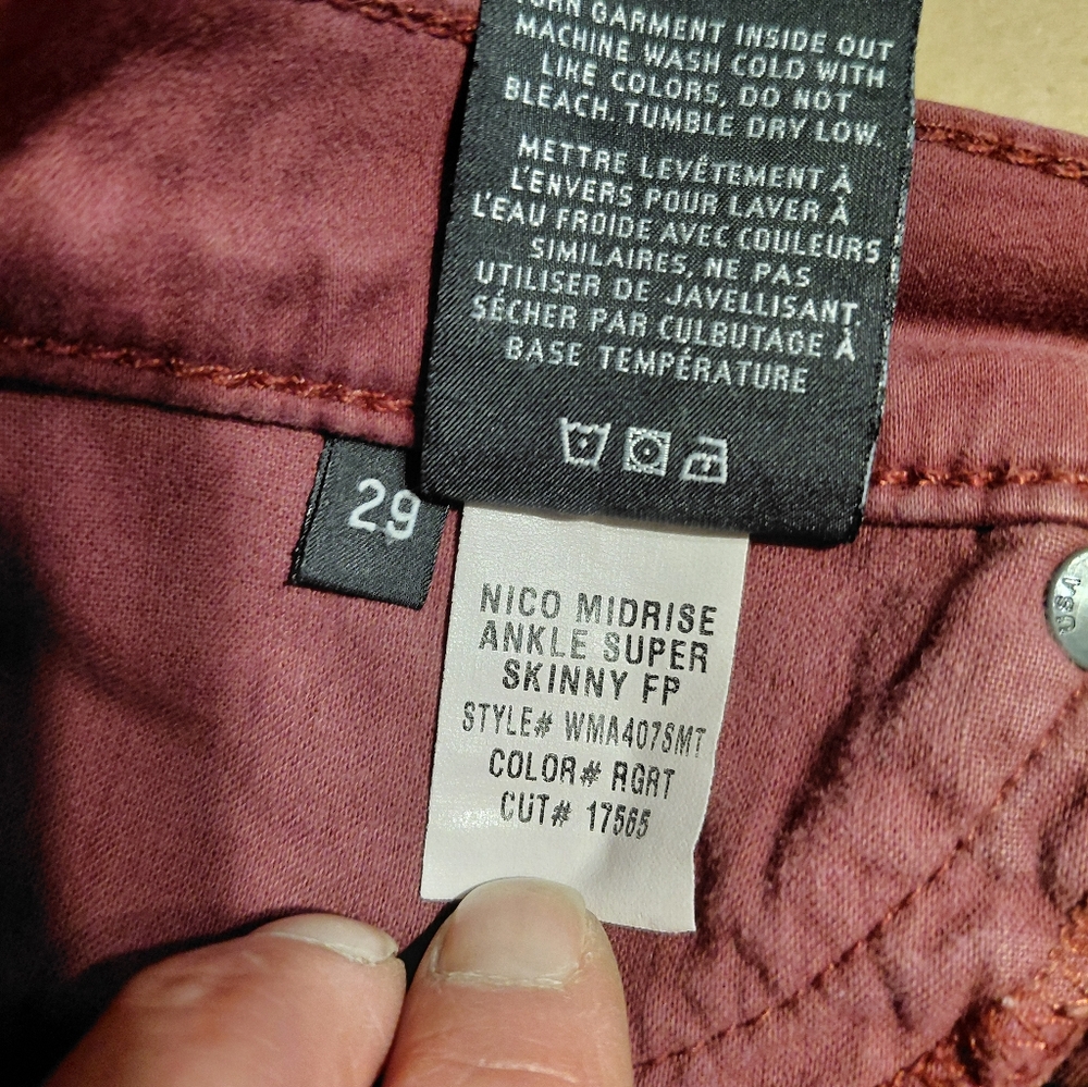 Hudson Nico 29 Midrise Super Skinny Brushed Merlot Hudson Jeans Super Soft - Picture 8 of 12